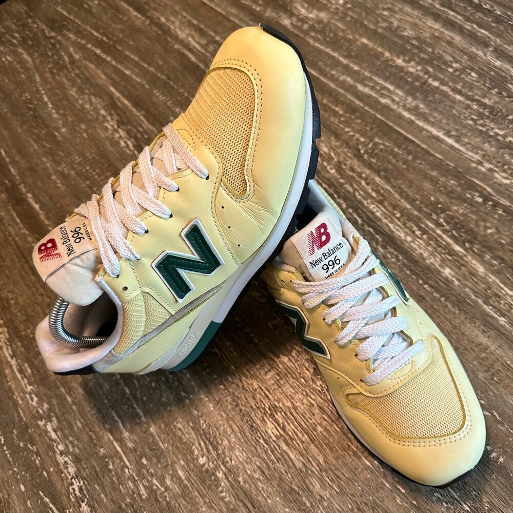 New Balance 996 MiUSA Made in USA Sulphur Yellow Forest Green Sneakers Size 8
